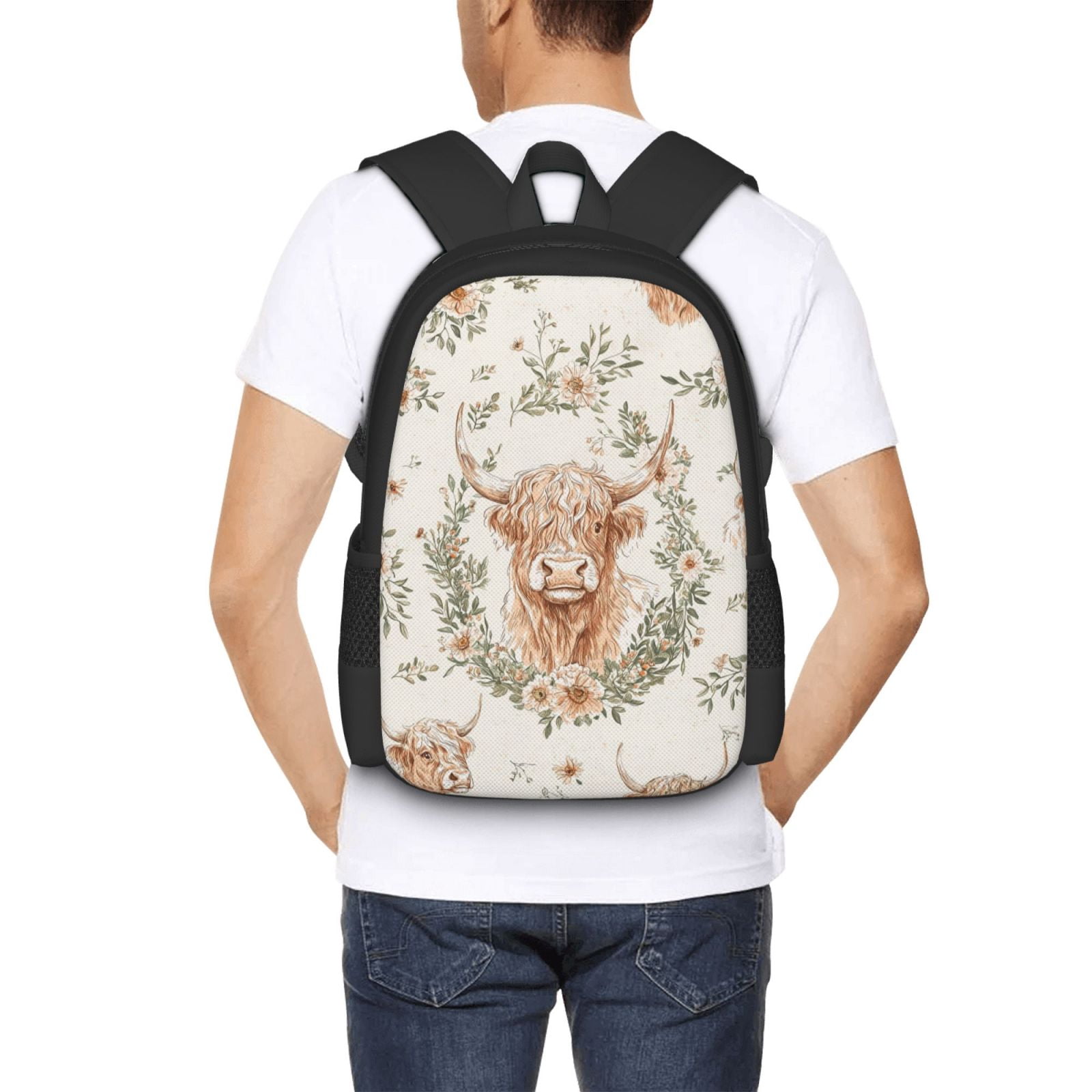 Highland Cow Backpack Lightweight Casual Backpacks Fashion Printed Daypack 16.5"