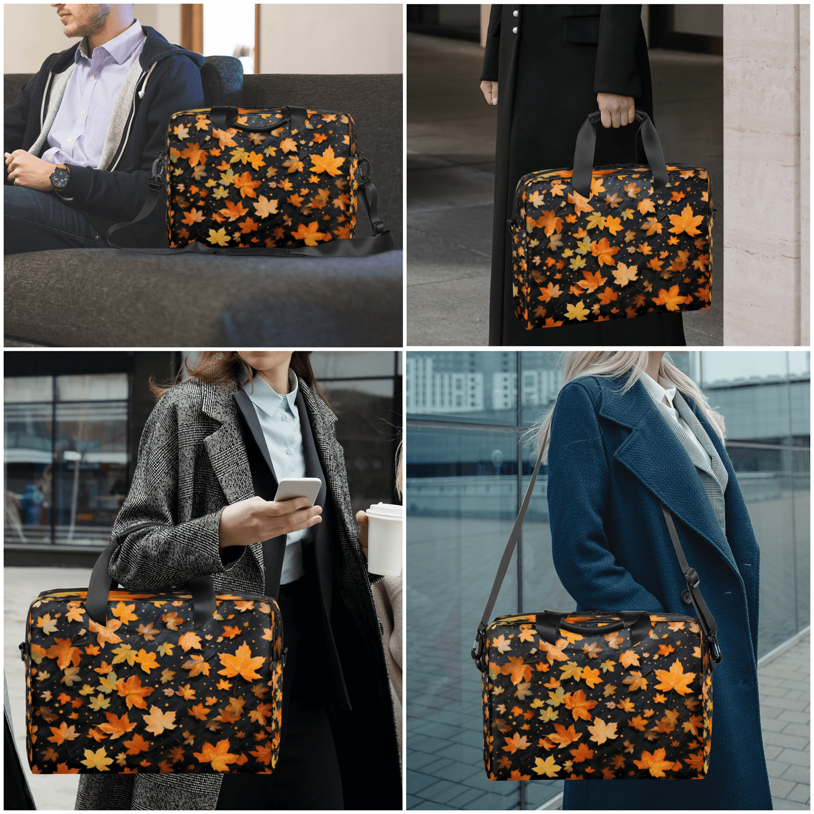 Herdesigns Maple Leaves Laptop Bag for Women Men, Computer Case Briefcase Messenger Bags, 15-15.6 inch Laptop Sleeve Shoulder Bag