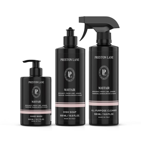 Preston Lane Luxury Kitchen Set – Hand Wash, Dish Soap & All-Purpose Cleaner | Plant-Powered Cleaning Essentials Bundle with
