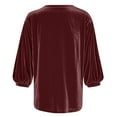 thumbnail image 4 of Fesfesfes Women's Satin Blouse Summer Fashion Loose Cropped Puff 3/4 Sleeves Round Neck T-shirt Velvet Solid Color Snug Shirt Blouse, 4 of 5