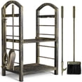 thumbnail image 6 of Amagabeli Durable Traditional Wrought Iron Indoor Log Rack with Tongs, 6 of 9