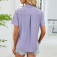 thumbnail image 5 of Hurxie Women's Golf Shirts Short Sleeve V Neck Summer Tops Business Casual Collared Shirts Loose Tees Purple 2XL, 5 of 6