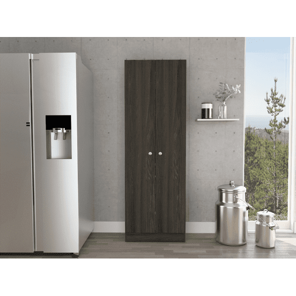 70” Tall Double-Door Storage Cabinet with 5 Shelves - Espresso/Black for Garage, Kitchen, Laundry Room