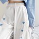 thumbnail image 4 of Gibobby Pantalones sueltos de cintura ancha para mujer a la estampados pantalones casuales largos con cordón para mujer (White, M), 4 of 5
