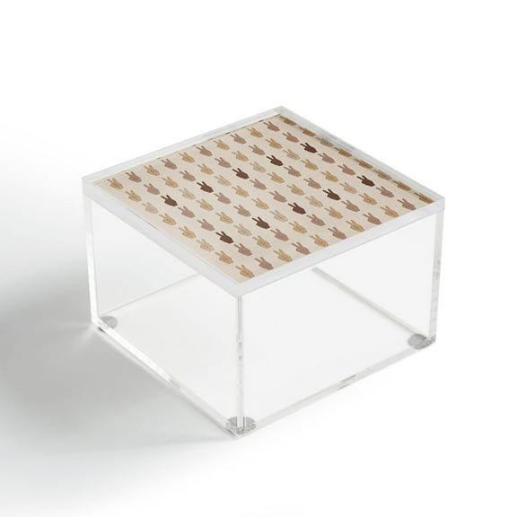 Society6 Iveta Abolina Peace Hands Tan 4" x 4" Acrylic Box