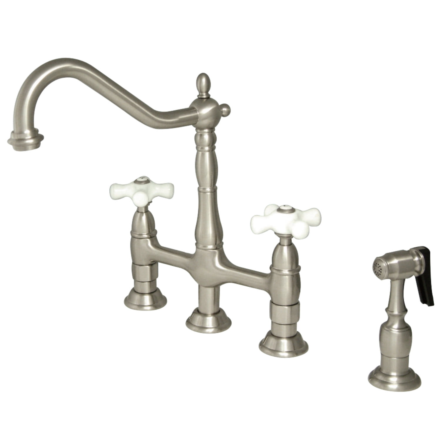 Kingston Brass KS1278PXBS Heritage Bridge Kitchen Faucet with Brass