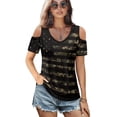 thumbnail image 2 of POLERO Women's Cut Out Cold Shoulder Tops US Flag Camo Print Summer Short Sleeve Sexy Shirts Travel Beach Hawaii Tunic Soft Lightweight Casual S, 2 of 8