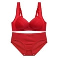 thumbnail image 1 of Conjunto de sujetador push up con botones en la espalda y sin aros de talla grande para mujer, traje a juego para mujer, 1 of 2