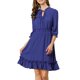 thumbnail image 5 of INSPIRE CHIC Vestido A-Line de Chifón con Volantes en Capa y Mangas 3/4 L Azul Real, 5 of 8