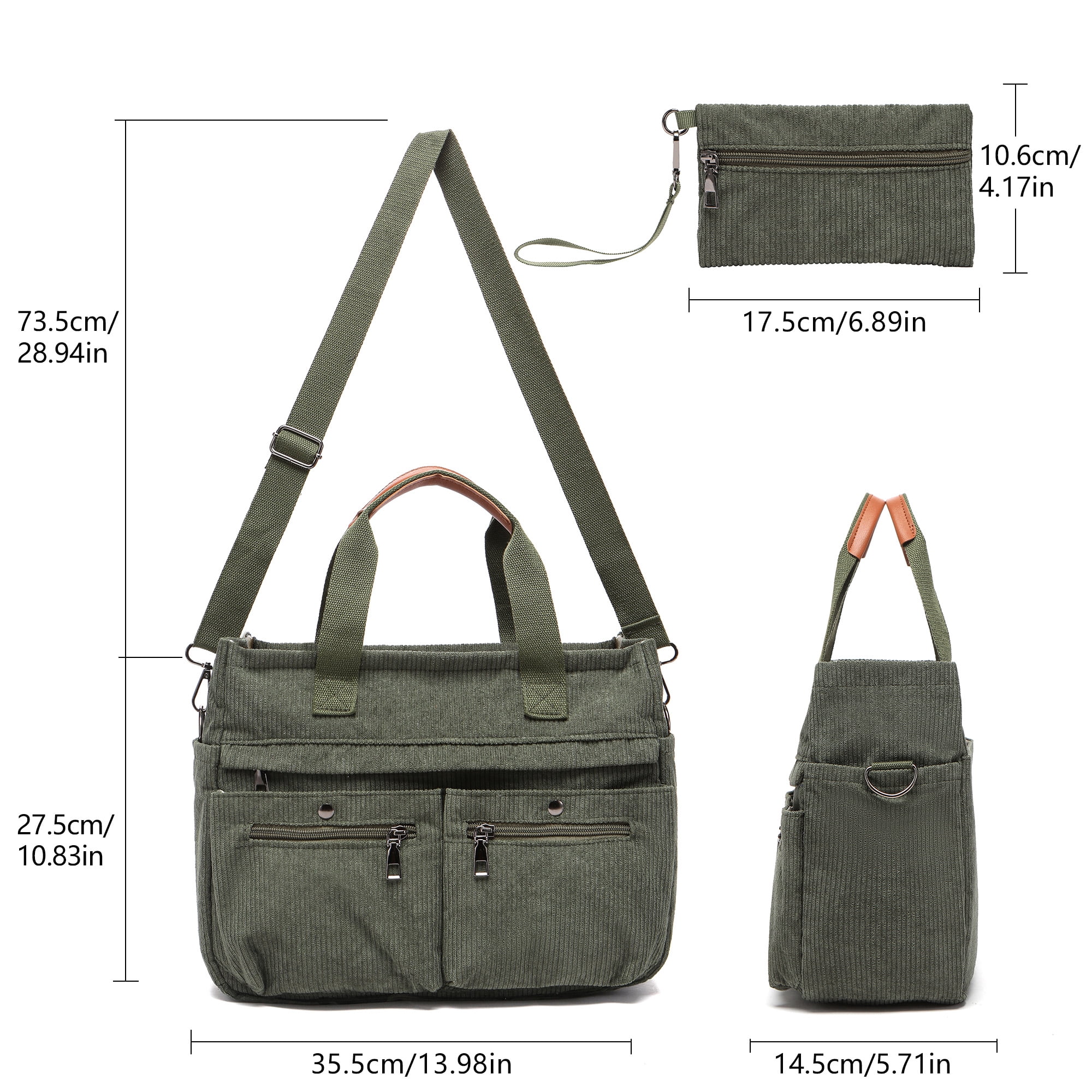 2pcs/Set Women's Corduroy Tote and Crossbody Bag Set, Large Capacity Laptop Shoulder Bags with Adjustable Strap & Zipper Closure, Casual Travel, Work, Sports, Everyday Purse