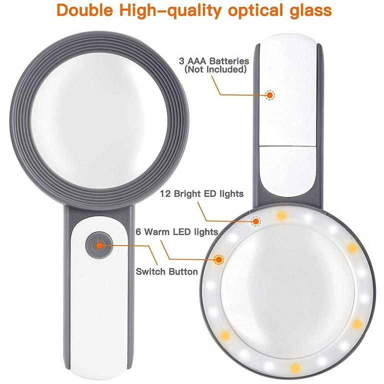 5X Rechargeable Large Magnifying Glass for Reading, 9x 6 Lightweight Full  Book Page Magnifier with 43 Ultra-Bright LED and Anti-Glare Lens Work for