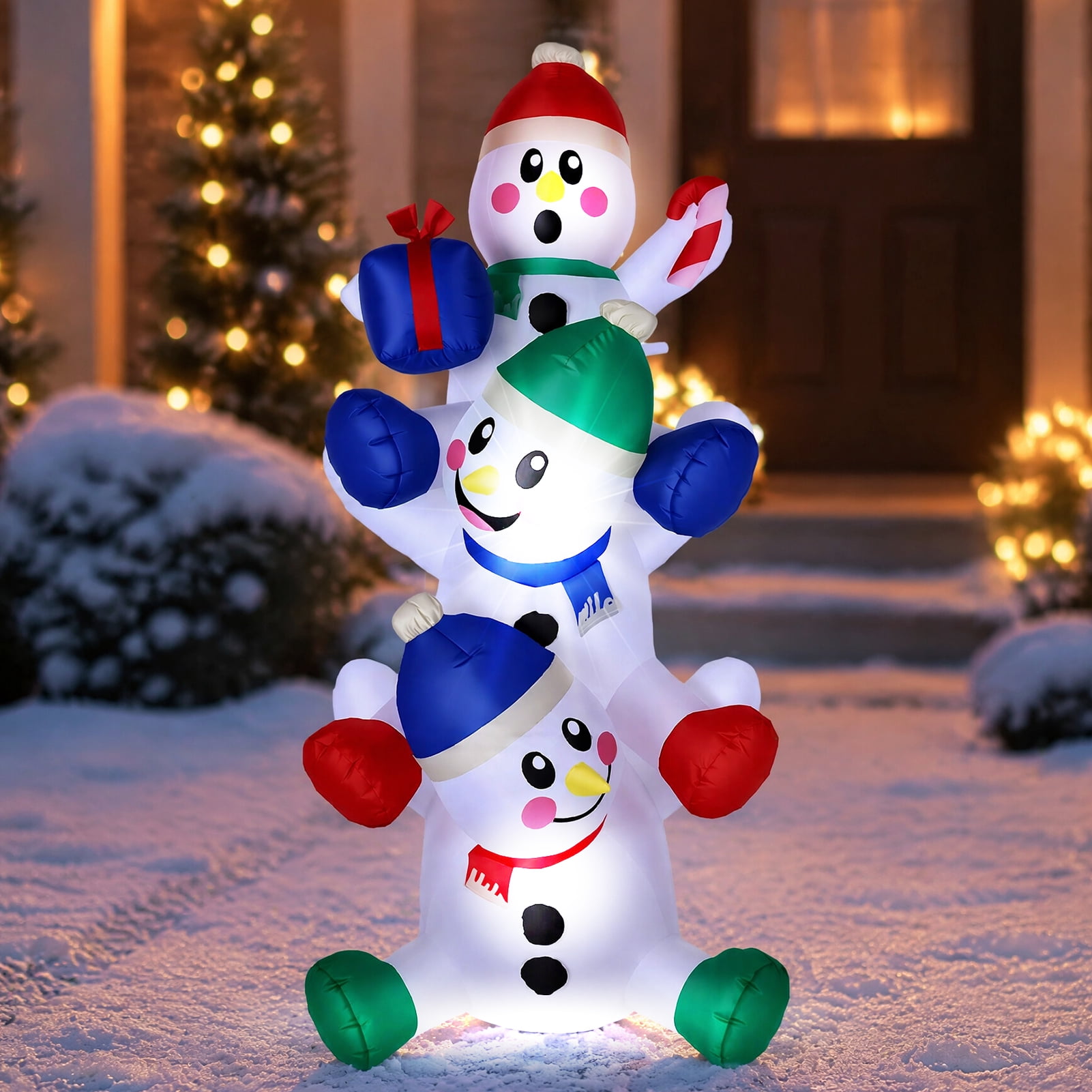 Best Choice Products 4-Piece 2D Lighted Snowman Family Set with