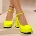 thumbnail image 4 of Miluxas Womens Platform Mary Janes Dress Pumps Chunky Platform Shoes Leather Shoes Green 5.5(36), 4 of 9