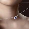 thumbnail image 4 of Sapphire Moissanite Sparkling Flower Pendant Necklace for Women, 925 Sterling Silver, Perfect Anniversary Wedding Jewelry Gift for Mom and Wife, 4 of 6