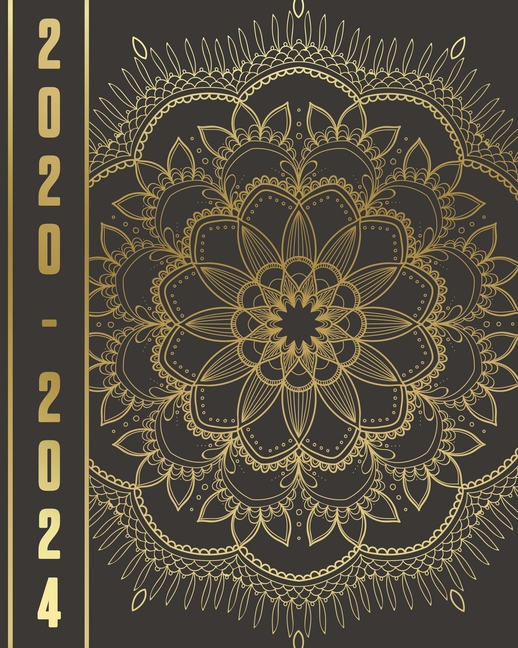 2020 2024 Gold Mandala Design 5 Year Calendar 8x10 in 60 Months