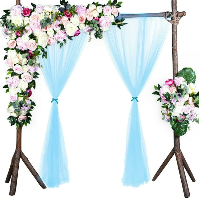 1 Panel Fiber Sheer Backdrop Curtain Arch Drapes Wrinkle-Free 5ft x 9.2ft