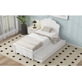 thumbnail image 3 of Twin Size Solid Wood Platform Bed with Headboard and Trundle, No Box Spring, White for Bedroom, 3 of 13