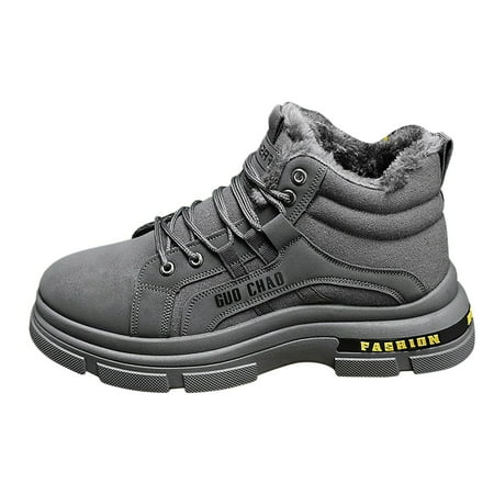 XDDST Shoes for Men High Top Men Shoes New Winter Plush and Thick Thermal Cotton Shoes Men Casual Non Slip Snow Boots Sports Trendy Shoes