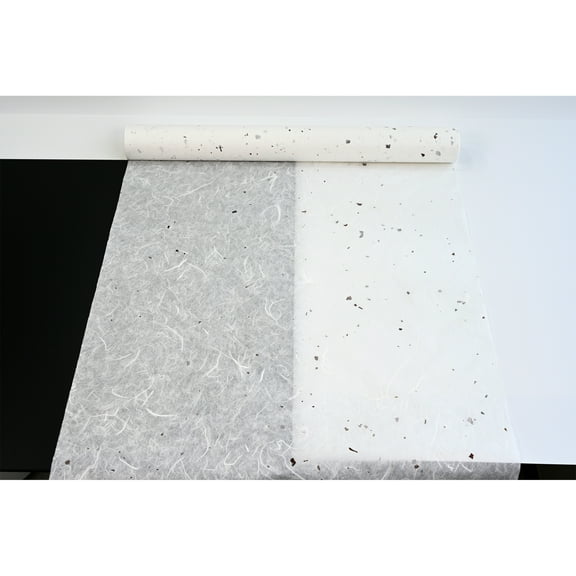Hanji Nara Korean Mulberry Paper HanJi Natural Fiber Texture Gift Wrapping Packaging Decorative Wallpaper UnYongJi Roll White with mulberry bark spots 54Cm x 20m (21.3 x 787.4 Inches)