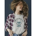 thumbnail image 2 of University of Life - Dark Emoji College Style Graphic Women's T-shirt, 2 of 4