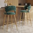 thumbnail image 6 of Farini Counter Height Bar Stool Set of 2, Mid-Century Upholstered Barstool with Backrest and Metal Frame, Green, 6 of 6