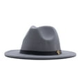 thumbnail image 2 of LiuXxxx Womens Classic Wool Fedora Hat with Wide Buckle Belt Floppy Panama Style Baseball Cap for Outdoor Grey, 2 of 2