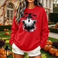 thumbnail image 2 of Frostluinai Womens Crewneck Sweatshirts Spooky Ghosts Pumpkin Graphic Pullover Halloween Party Long Sleeve Fleece Sweat Shirt XS-XXXL, 2 of 6
