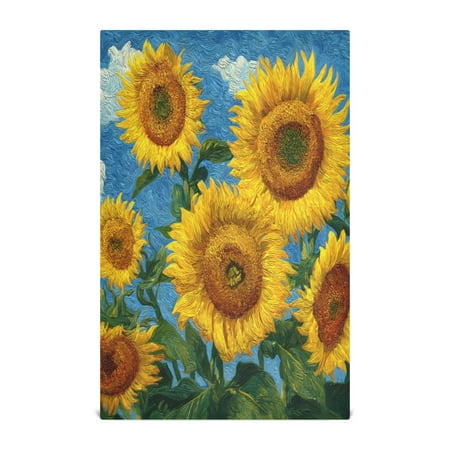 Qxltty Sweet Sunflowers Kitchen Towels 28 x 18 Inch Soft Cotton Linen Feel Dish Towels with Hanging Loop for Drying Cleaning & Decor