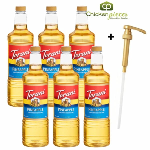 Torani Pineapple Flavoring Syrup, Professional Exotic Fruit Beverage Base with Bonus Squeeze Pump, 1 Liter (33.8 fl oz)