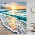 thumbnail image 5 of Beach Ocean Themed Cloth Fabric Decorative Shower Curtain Sets for Bathroom Sunrise Sunset View Scene 72x72 Inch Hawaii Seashore Summer Coastal Seaside Seascape 12 Hooks Waterproof BB-JWXP, 5 of 6