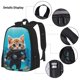 thumbnail image 3 of Easygdp Underwater Diving Cat Mochila para Niños y Niñas con Set de Caja de Almuerzo y Estuche para Lápices 3 en 1, Mochila Escolar Estampada para Adolescentes, 3 of 7