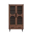 thumbnail image 2 of Home Source 59' Exquisite Bar Wine Cabinet with Glass Door, 4 Adjustable Shelves, Dedicated Wine Glass Stemware Rack, and 2 Convenient Drawers for Utmost Elegance and Organization, 2 of 7