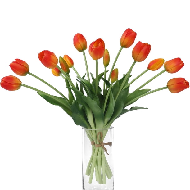 Ramos de flores artificiales LINSIE Tulipanes naranja x15