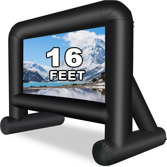 16ft Inflatable Movie Screen Outdoor Projector Screen with Air Blower Storage Bag - Front/Rear Projection, Easy Set Up Blow Up Screen for Backyard Movie Night, Theme Parties, Celebrations