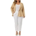 thumbnail image 2 of Agnes Orinda Women's Plus Size Blazer Button Notch Panel Ruffle Peplum Blazers 4X Apricot, 2 of 6
