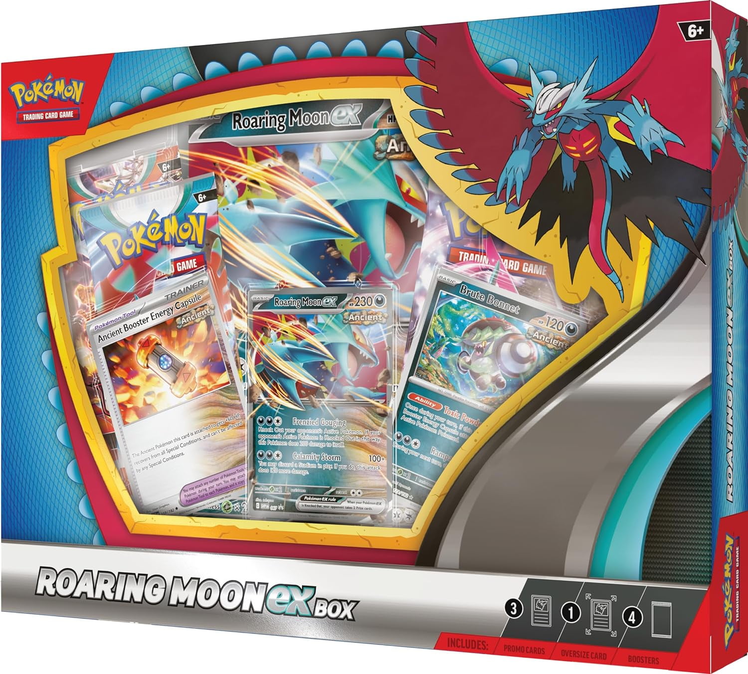Pokemon TCG: Roaring Moon ex Box (1 Foil Promo Card, 1 Oversize Foil Card & 4 Booster Packs)