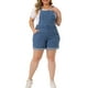 thumbnail image 1 of Overoles cortos de mezclilla para mujer de tallas grandes Agnes Orinda con dobladillo enrollado y bolsillo 3X azul cielo, 1 of 6