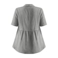 thumbnail image 5 of RQYYD Womens Linen Blend Short Sleeve Collared Button Down Tops Casual Ruched Summer Blouses for Daily Wear, 5 of 7