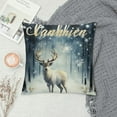 thumbnail image 2 of ONETECH  Hello Winter Wonderland Reindeer Fox Decorative Throw Pillow Covers Forest Deer Owl Animal Snow Outdoor Porch Patio Home Decor, Blue Watercolor Tree Mountain Sofa Cushion Case, 2 of 5