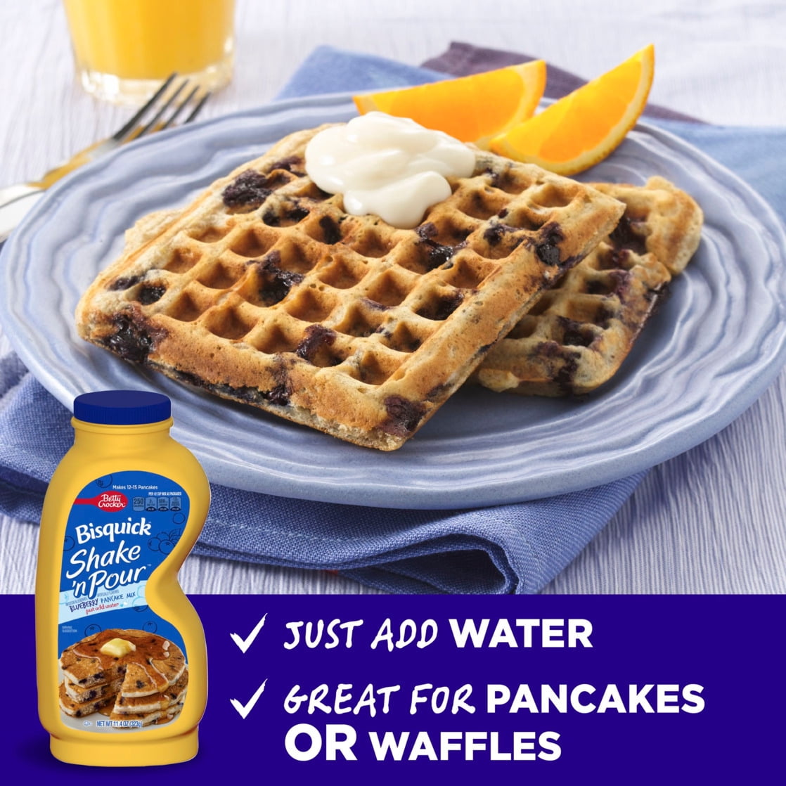 (8 pack) Betty Crocker Bisquick Shake 'n Pour Pancake Mix, Blueberry Flavored, 11.4 oz