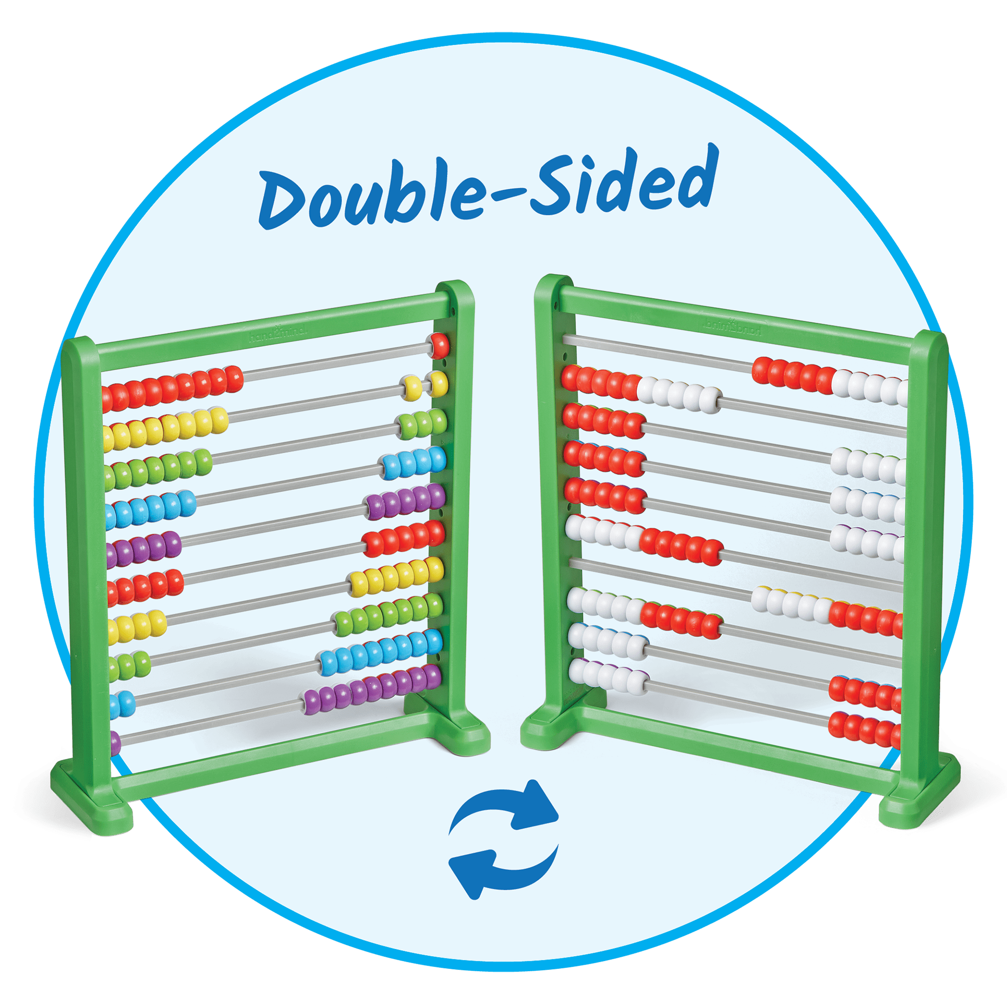 hand2mind Double-Sided Abacus, Plastic Abacus for Kids Math, 100 Counting Beads, Math Toys, Ages 3+