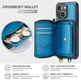 thumbnail image 3 of Dteck Crossbody Wallet Case for iPhone 15, RFID Blocking PU Leather Zipper Handbag Purse Flip Cover, Kickstand Folio Case with Card Slots Holder Wrist Strap Lanyard,Blue, 3 of 9