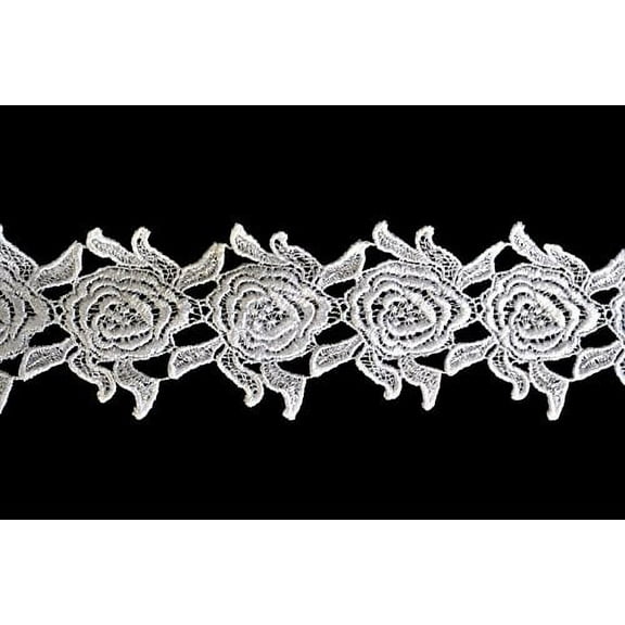 Altotux 3 inches White Rose Flower Venice Lace Trim By Yard