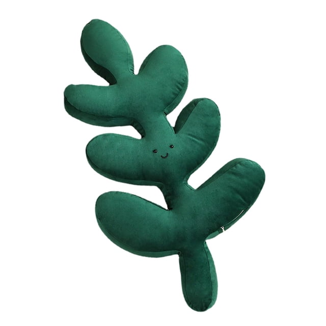 Rongfmy Coussin Décoratif en Forme de Feuille de Plante Verte