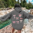 thumbnail image 4 of Women Sweatshirt Long Sleeve Hoodies Bow Tie Print Casual Fall Loose Pullover Hooded Sweatshirt Dark Gray S,Blouse for Women, 4 of 5