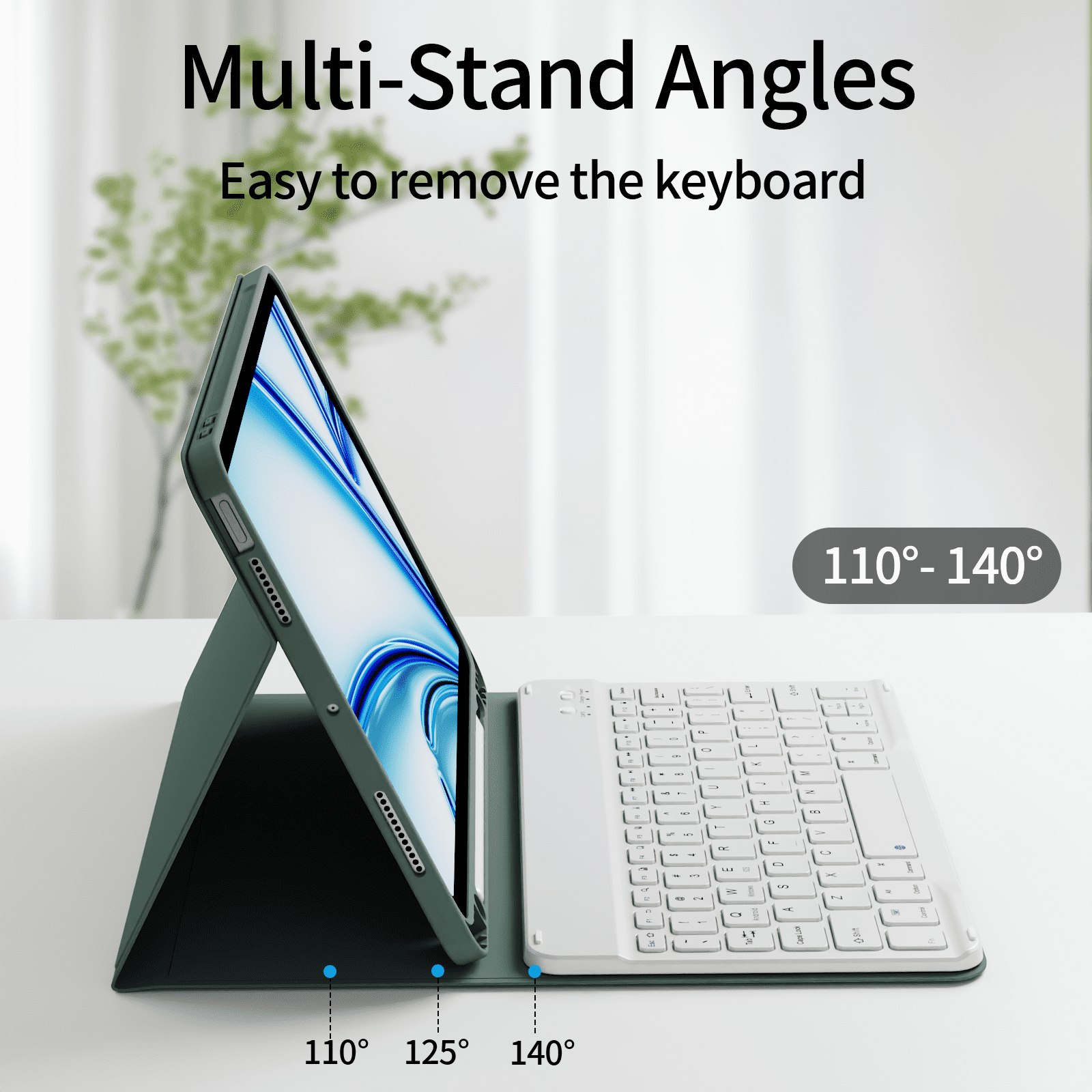 KVTVOU Keyboard Case for iPad Air 11 inch M2/M3 (2024/2025), iPad Air 5th/4th Generation (2022/2020) 10.9 inch, Detachable Wireless Bluetooth Keyboard, Stand Folio Cover with Pencil Holder, Green