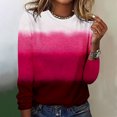 thumbnail image 2 of BLVB Long Sleeve Shirts for Women Casual Fall Blouses Crewneck Gradient Printed Cute Tops Loose Fit Tunics Red, 2 of 4