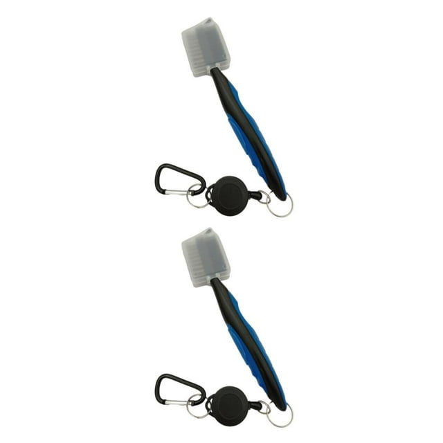 Ruiboury Brosse de Club de Golf Portable à Main Remplacement Brosse à Chaussures Double Face Bleue avec Couvercle 2ensemble