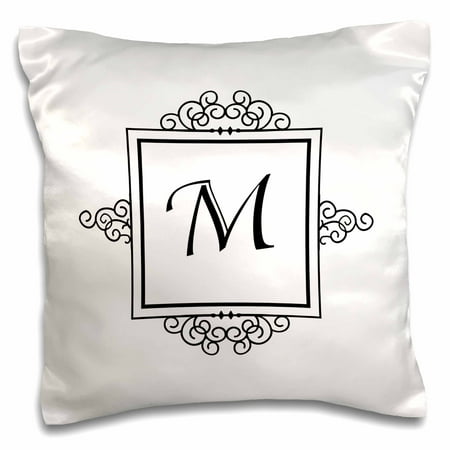 Personalized Monogrammed Pillowcase 3dRose Initial letter M personal monogrammed fancy black and white typography elegant stylish personalized - Pillow Case, 16 by 16-inch ()