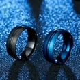 thumbnail image 2 of 8MM Blue/Black Matte Bands Titanium Steel Men's Wedding Jewelry Ring Size 7-12, 2 of 9